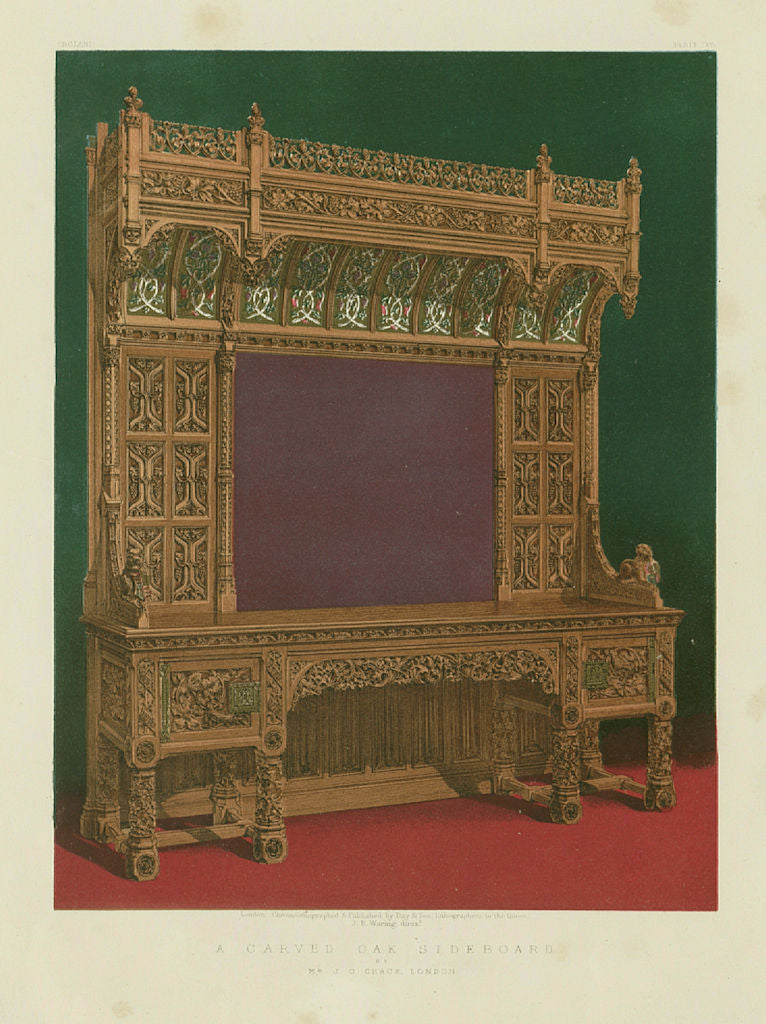 INTERNATIONAL EXHIBITION. A carved oak sideboard - Mr J C Crace, London 1862